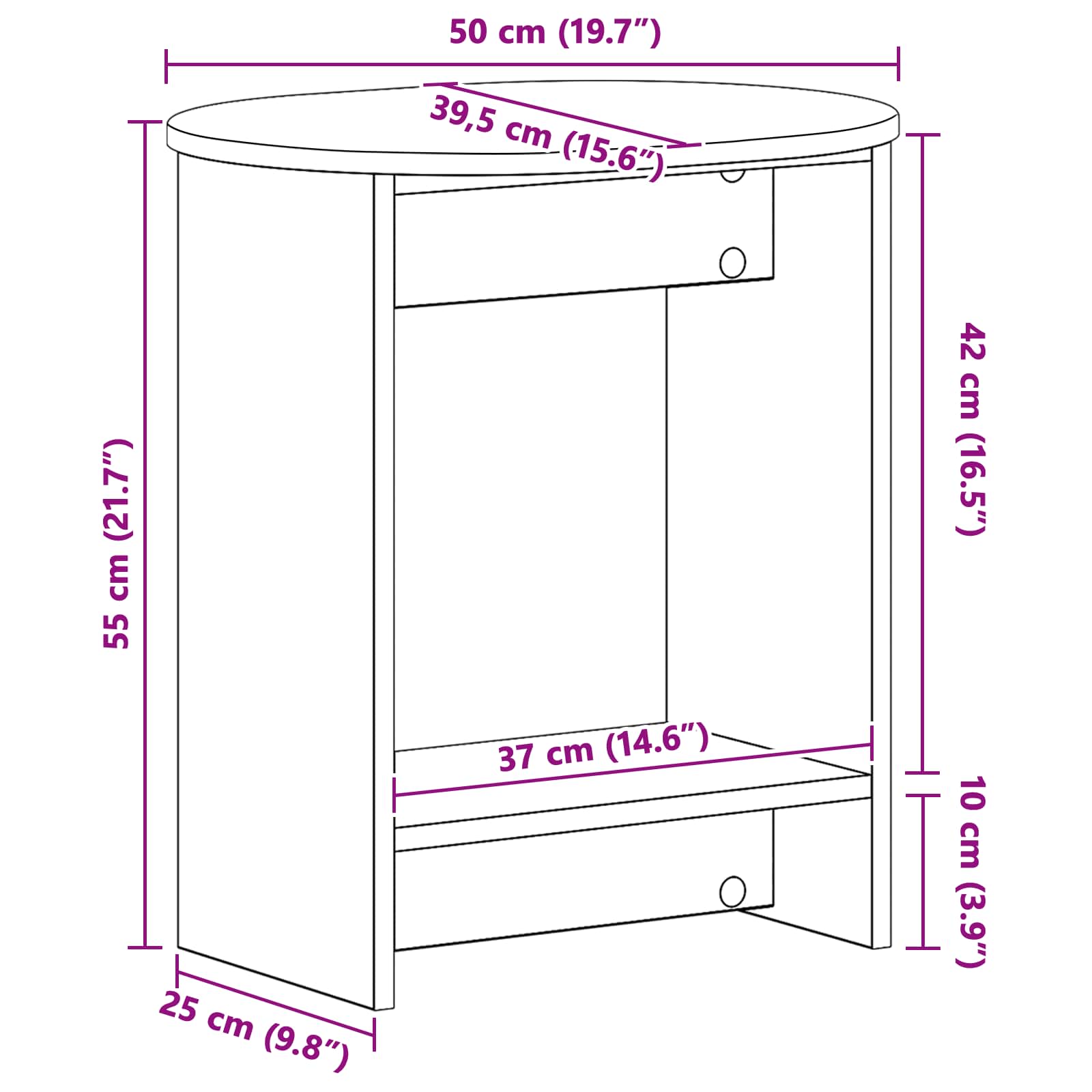 Beistelltisch Graues Sonoma 50 x 39,5 x 55 cm Holzwerkstoff