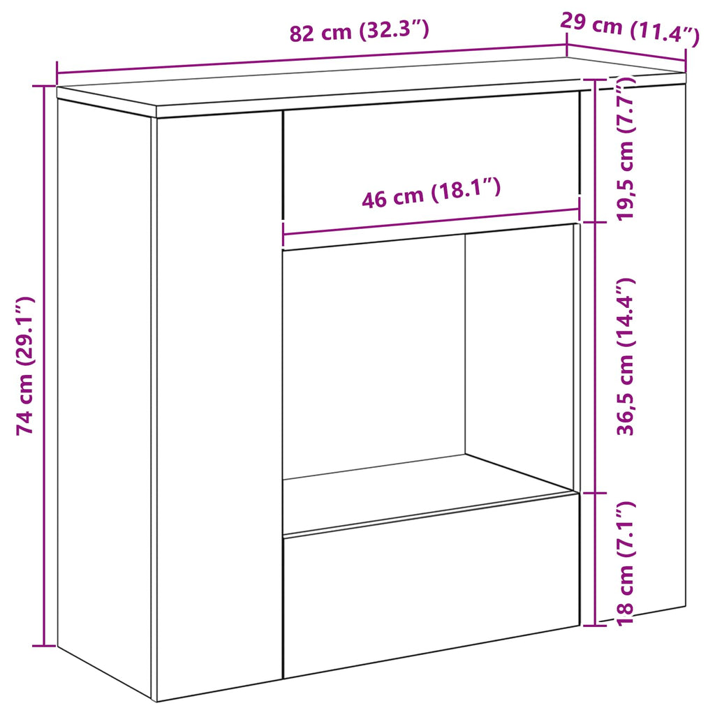 Betongrau 82 x 29 x 74 cm