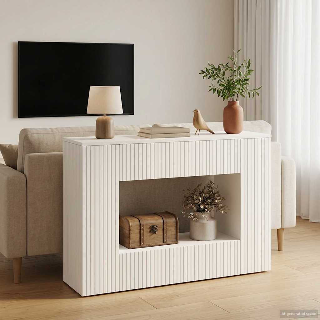Konsolentisch Gestreift Weiß 101 x 29 x 74 cm Holzwerkstoff
