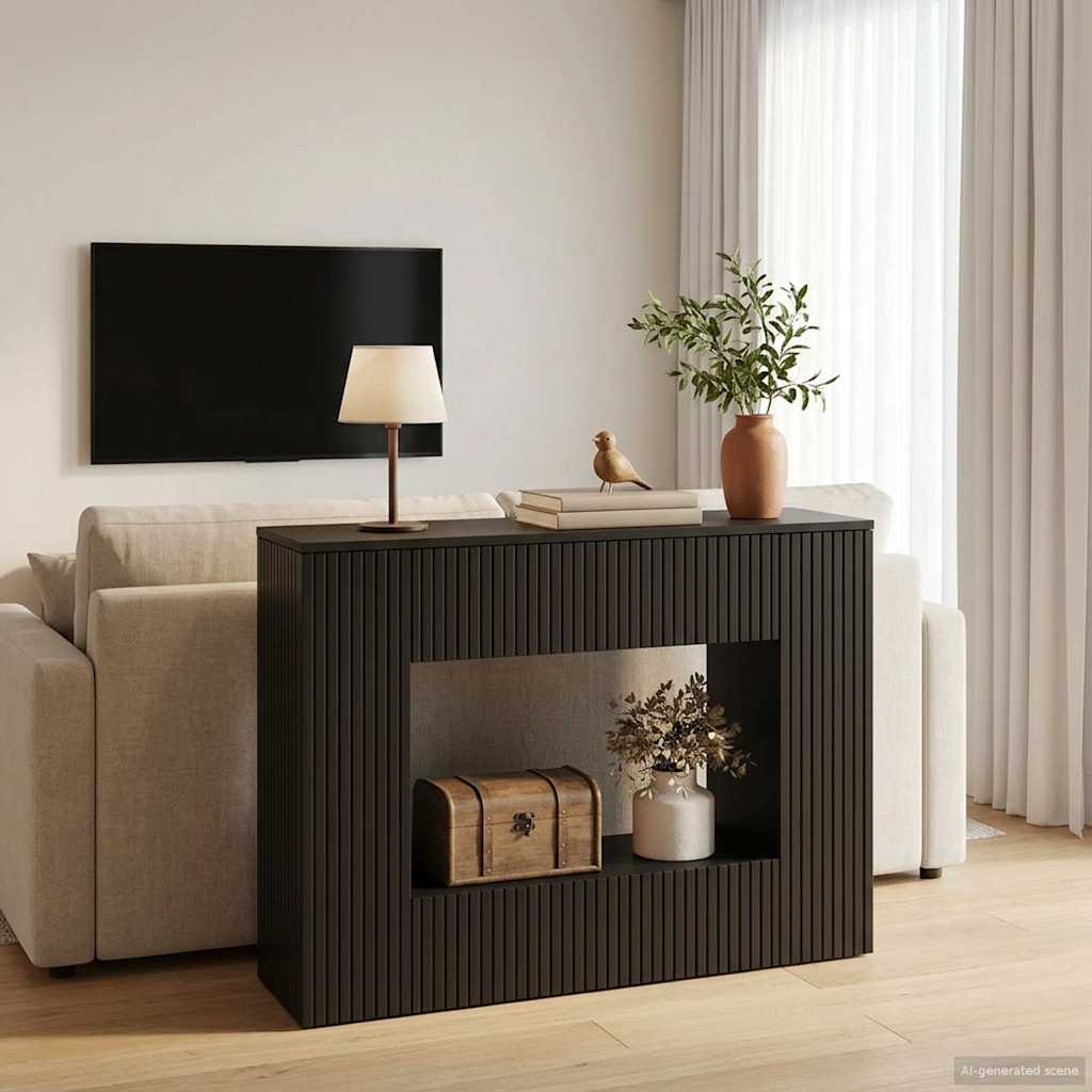 Konsolentisch Gestreift Schwarz 101 x 29 x 74 cm Holzwerkstoff