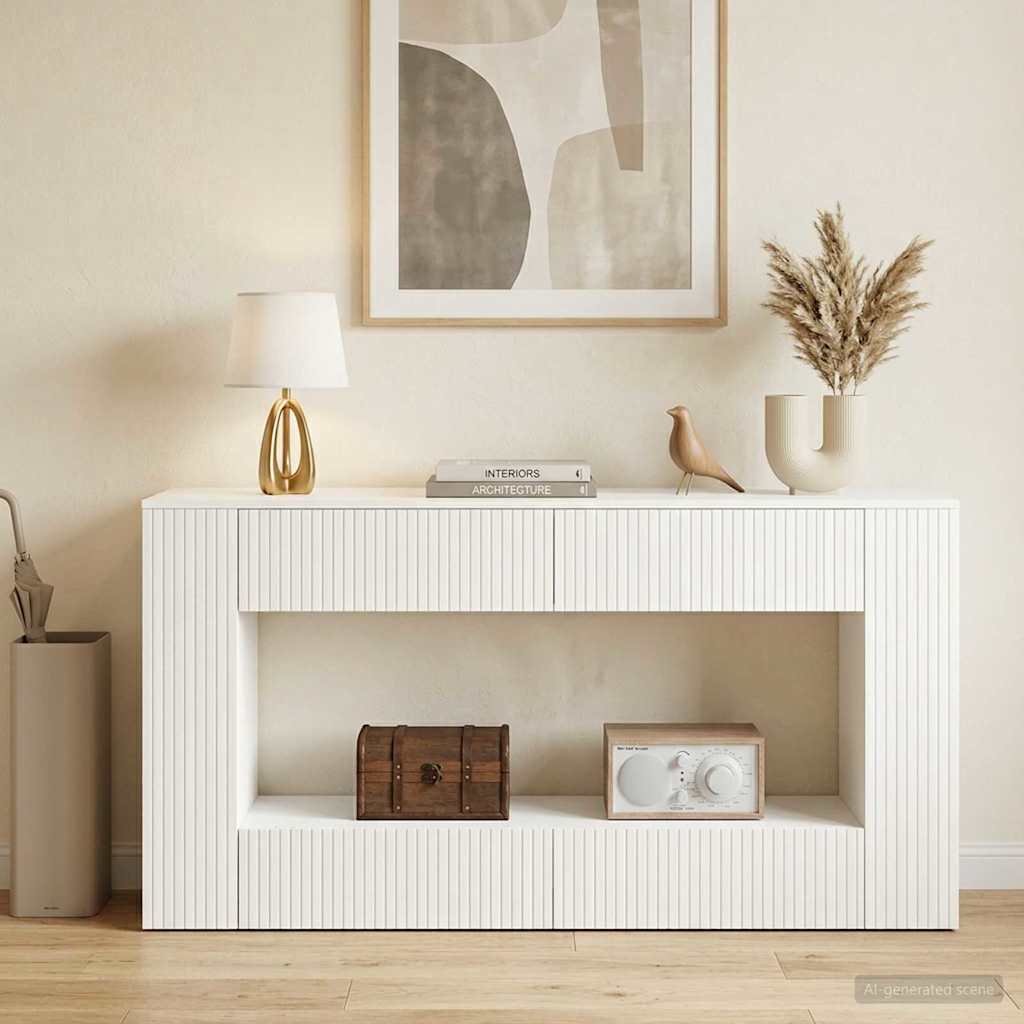 Konsolentisch Gestreift Weiß 155 x 29 x 74 cm Holzwerkstoff