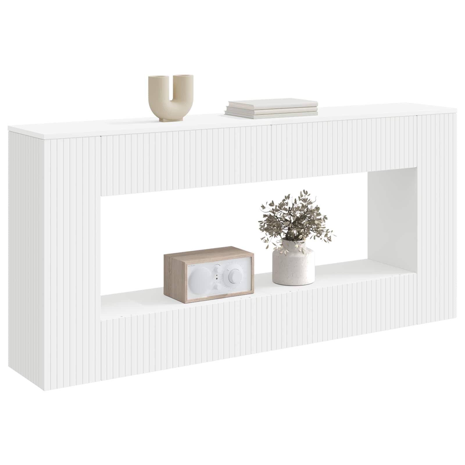 Konsolentisch Gestreift Weiß 155 x 29 x 74 cm Holzwerkstoff