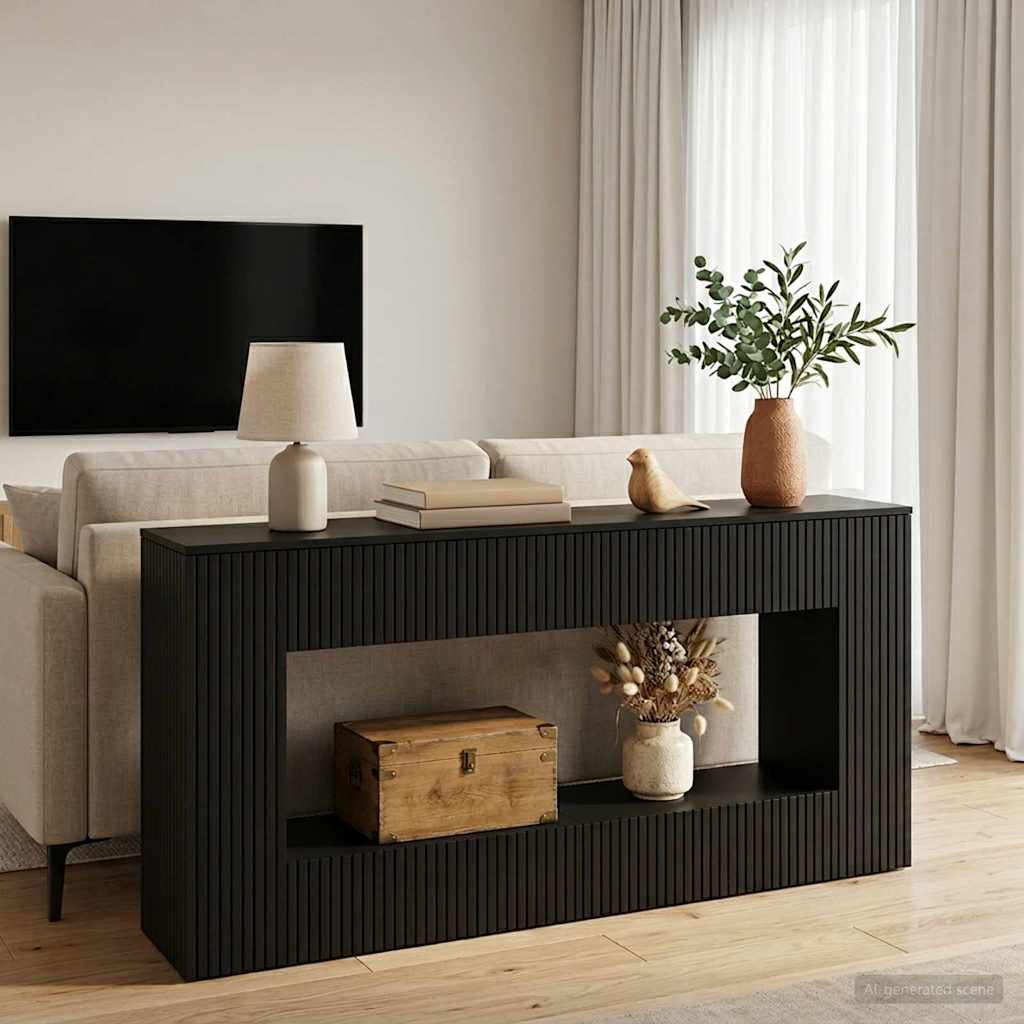 Konsolentisch Gestreift Schwarz 155 x 29 x 74 cm Holzwerkstoff