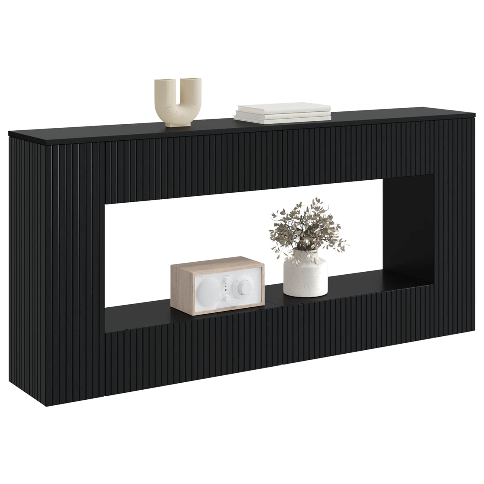 Konsolentisch Gestreift Schwarz 155 x 29 x 74 cm Holzwerkstoff