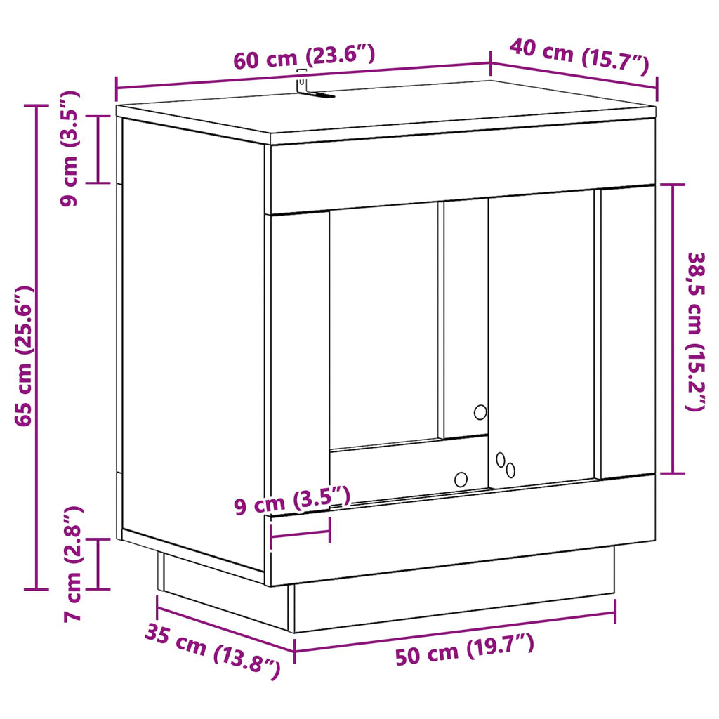 Beistelltisch Betongrau 60 x 40 x 65 cm Holzwerkstoff
