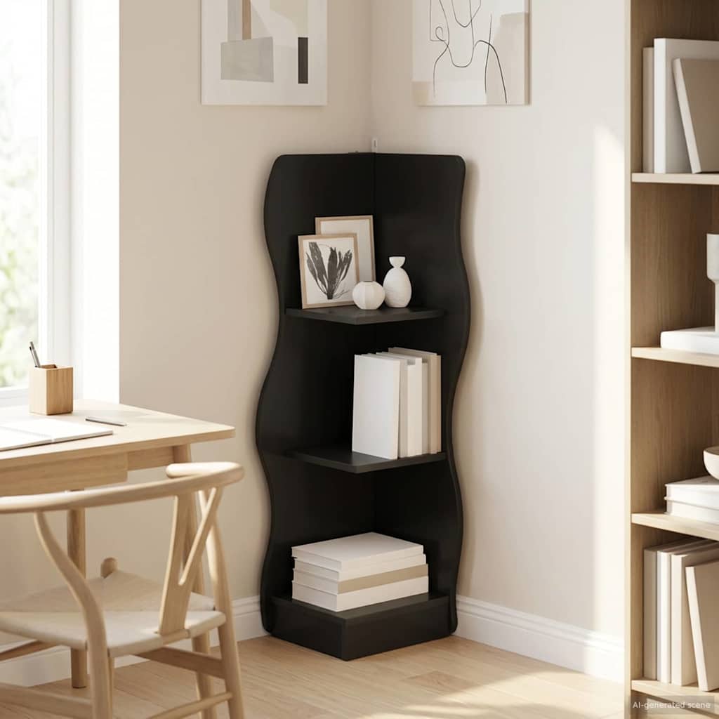 Eckregal mit Regal Schwarz 34 x 33 x 102 cm Holzwerkstoff