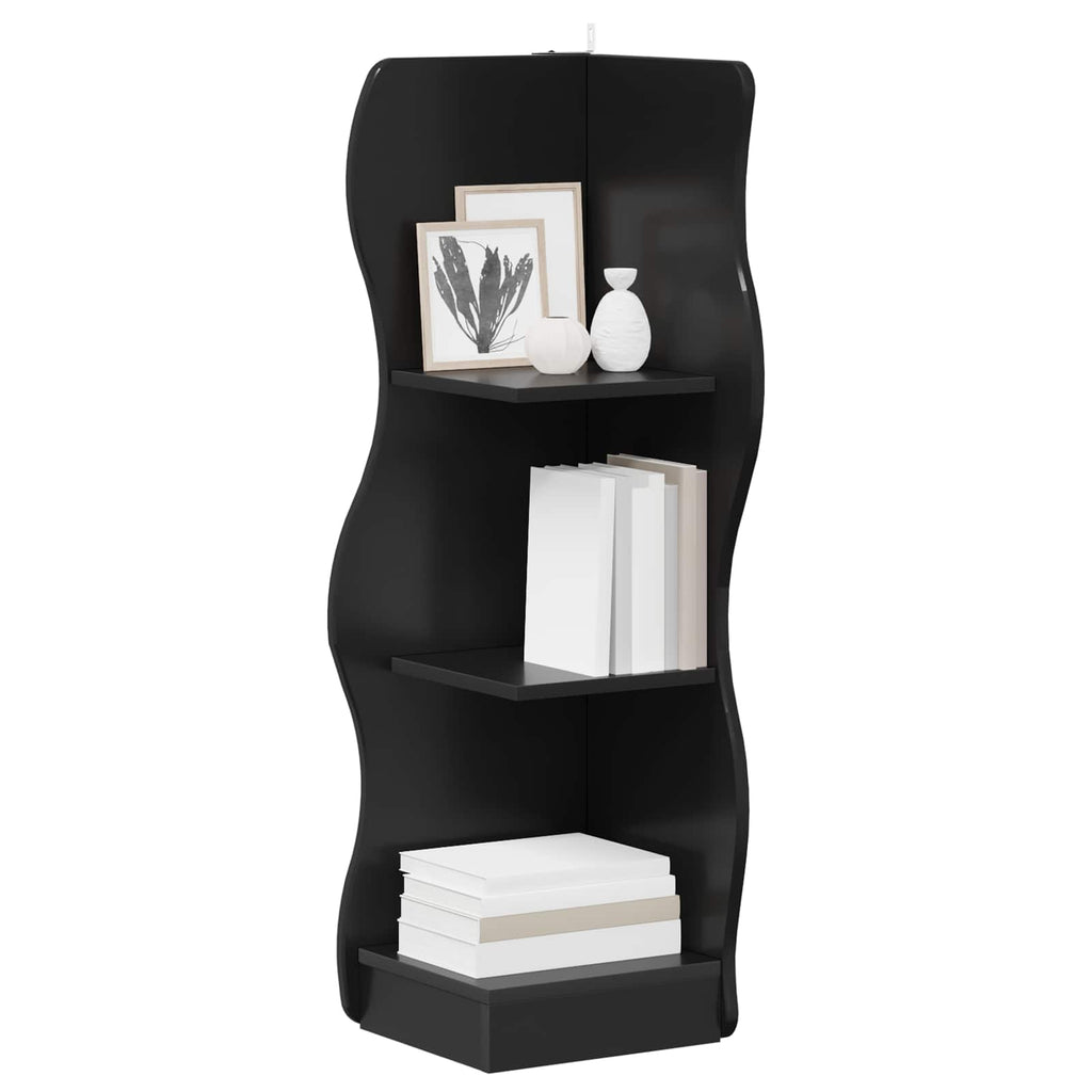 Eckregal mit Regal Schwarz 34 x 33 x 102 cm Holzwerkstoff