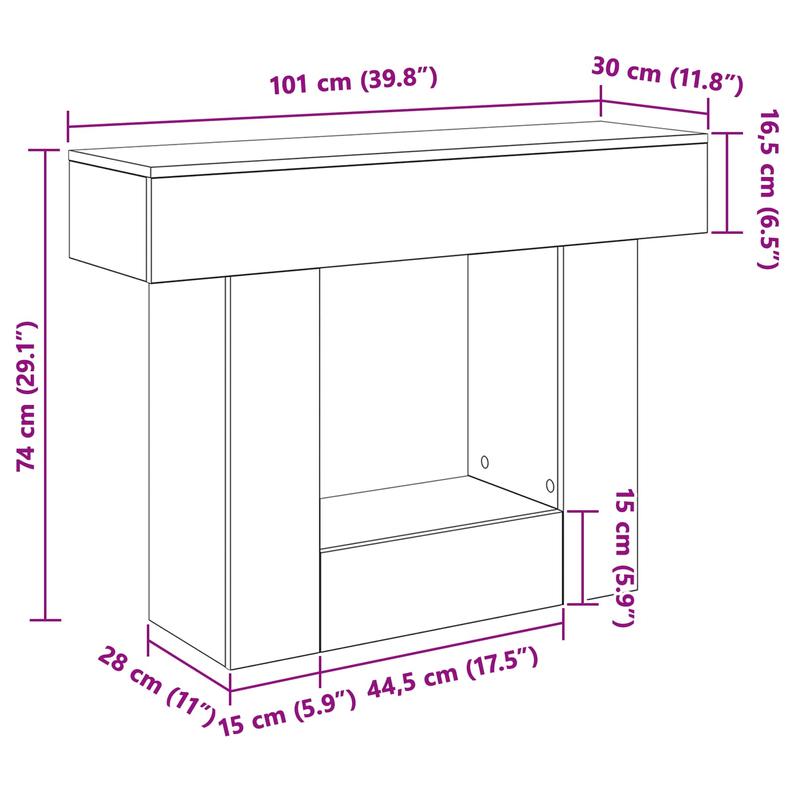 Altholz 101 x 30 x 74 cm