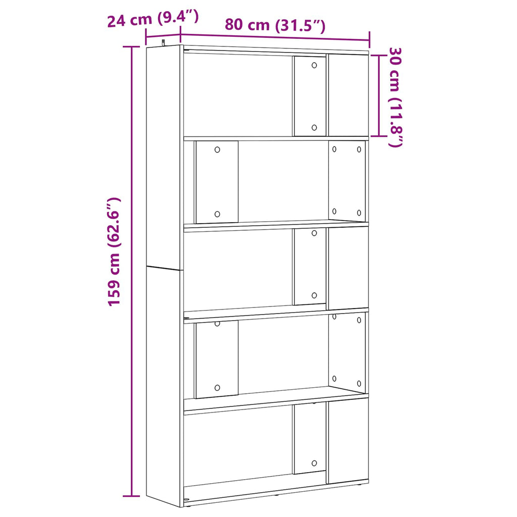 Bücherregal Altholz 80 x 24 x 159 cm Holzwerkstoff