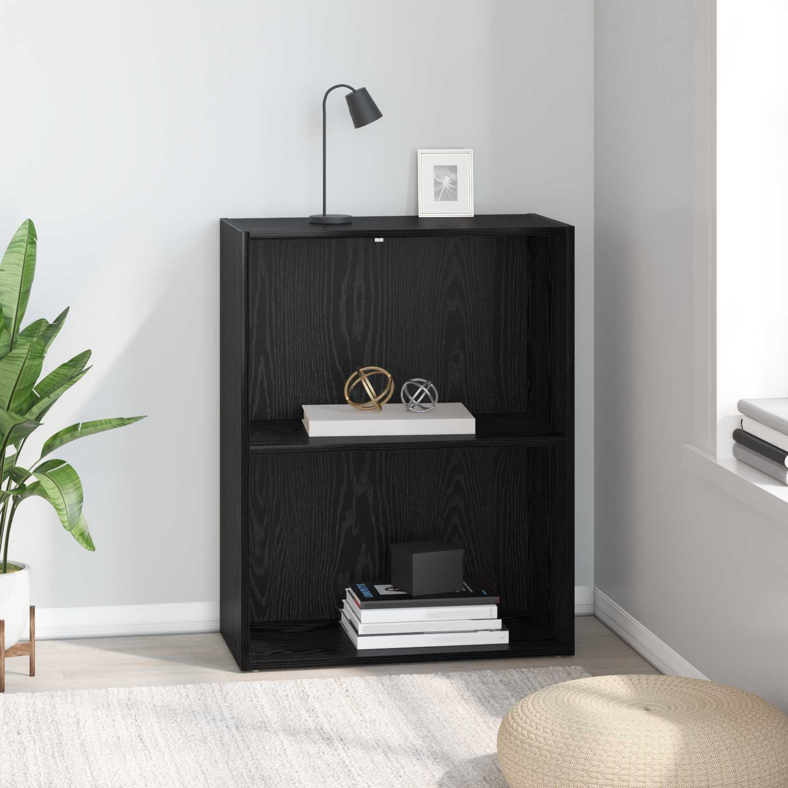 Bücherregal Schwarz Eichen-Optik 60 x 30 x 76.5 cm
