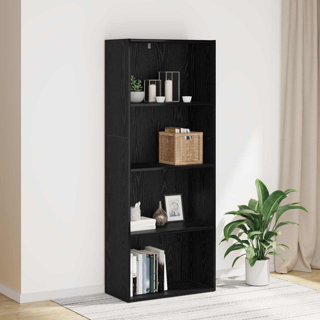 Freistehender Stauraum Schwarz Eichen-Optik 60 x 30 x 151,5 cm