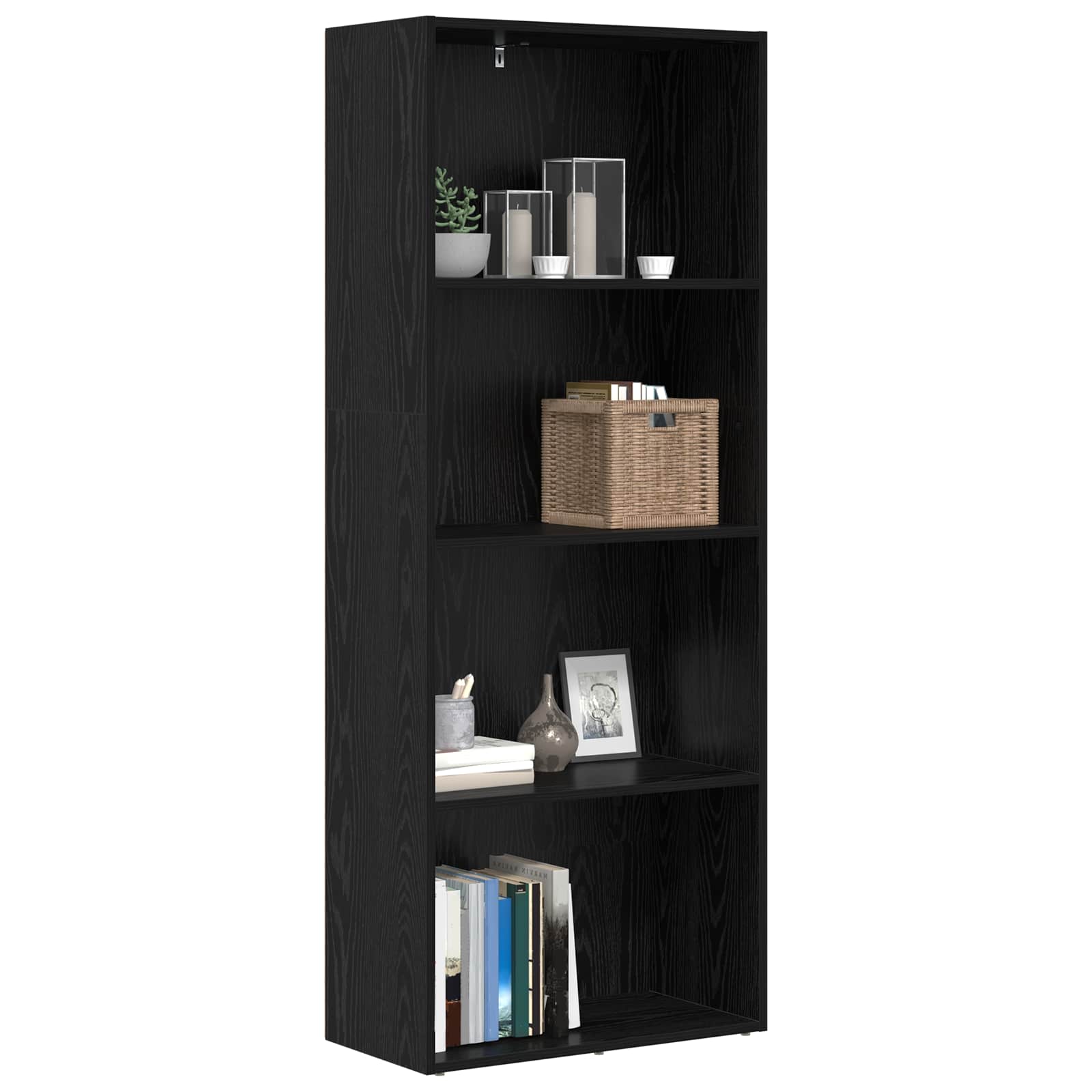 Freistehender Stauraum Schwarz Eichen-Optik 60 x 30 x 151,5 cm