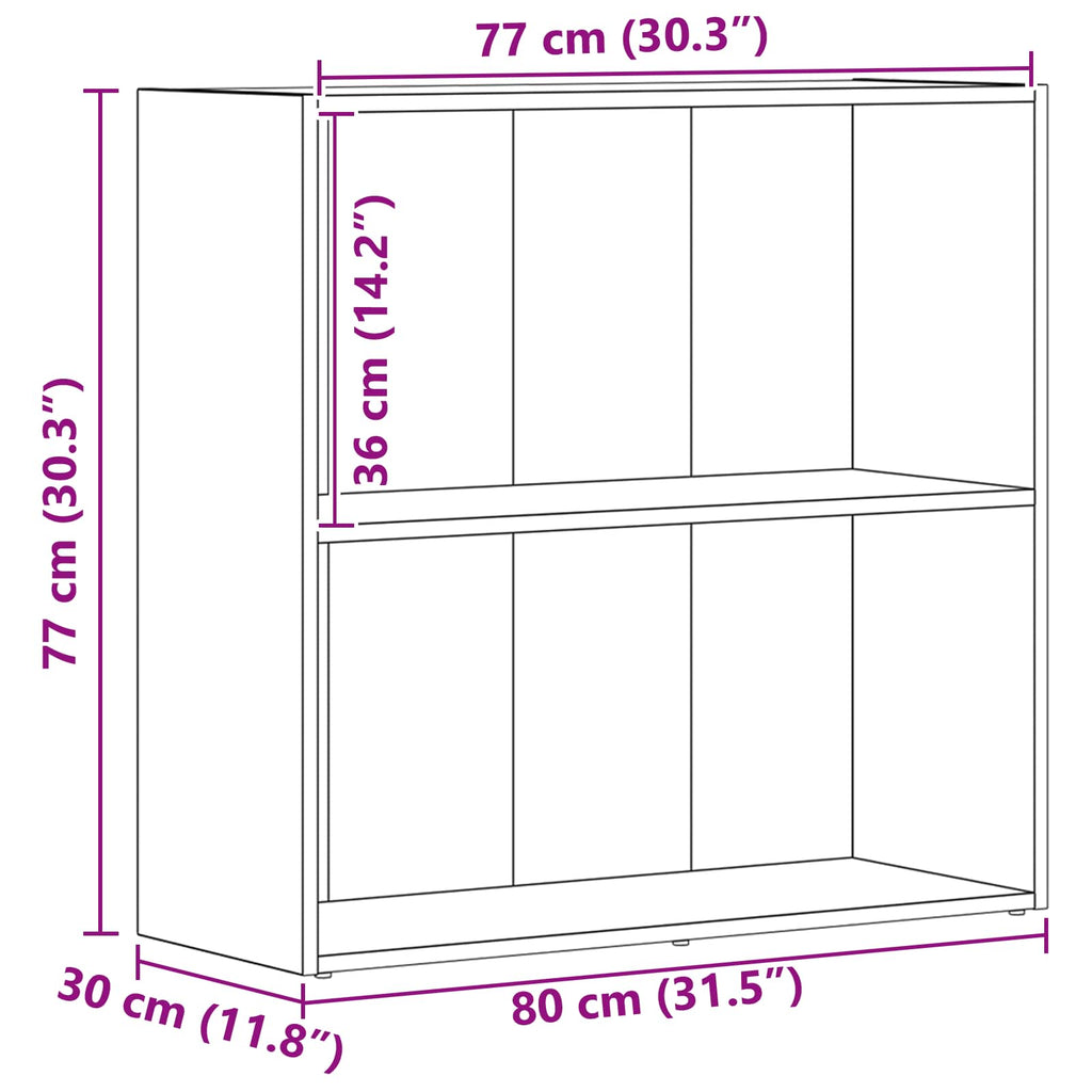 Bücherregal Schwarz Eichen-Optik 80 x 30 x 76,5 cm