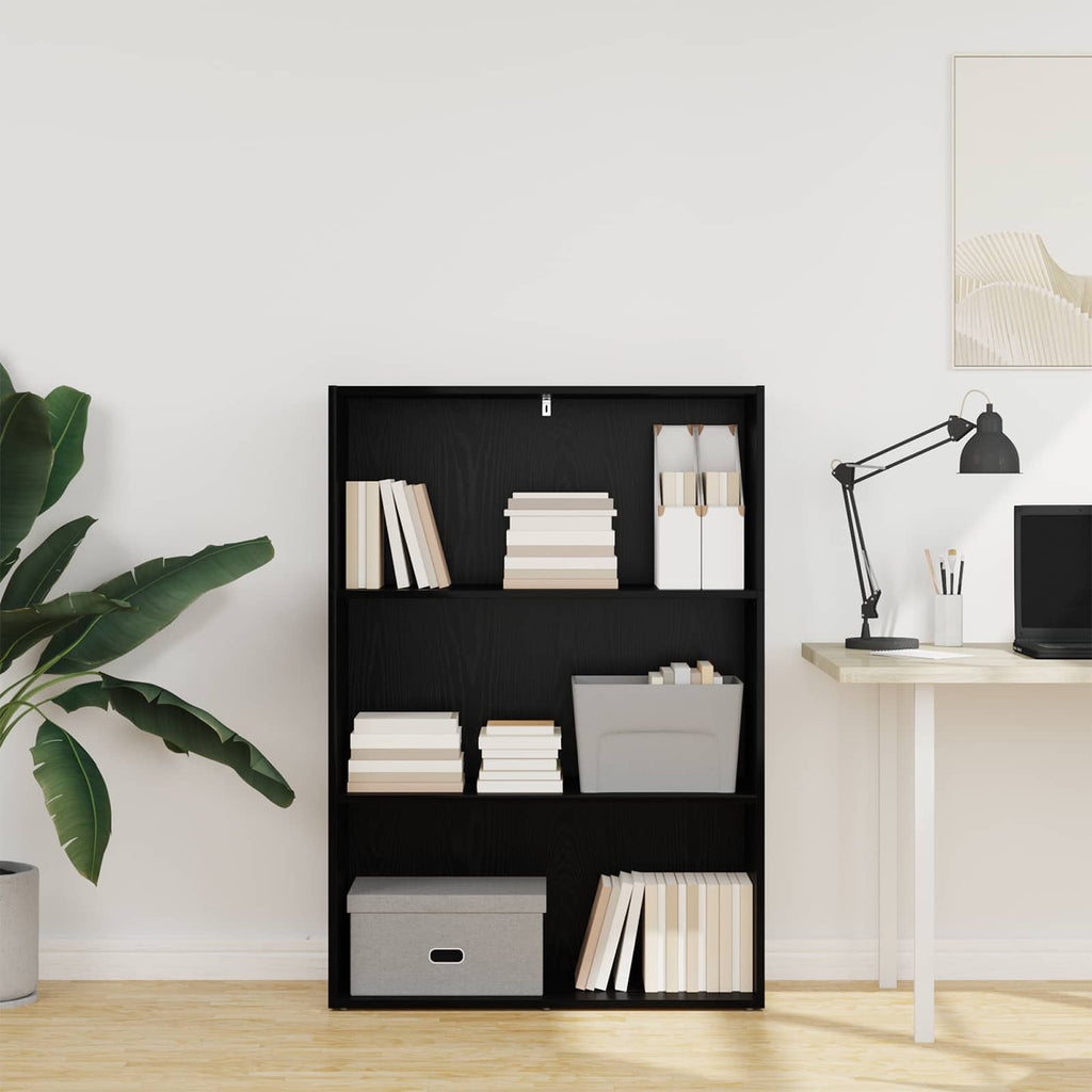 Bücherregal Schwarz Eichen-Optik 80 x 30 x 114 cm Holzwerkstoff