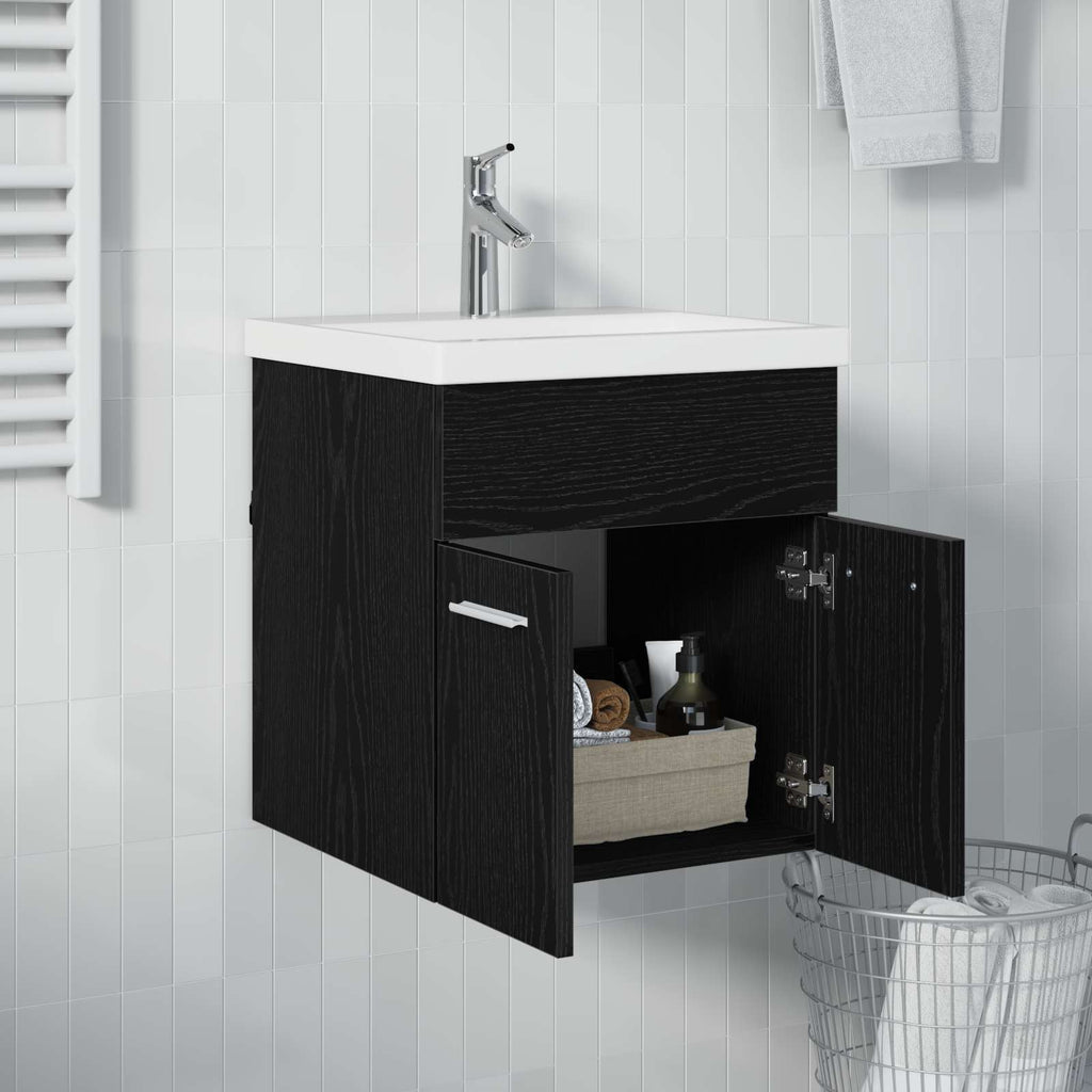 Waschbeckenunterschrank Schwarz Eichen-Optik 41 x 38,5 x 46 cm