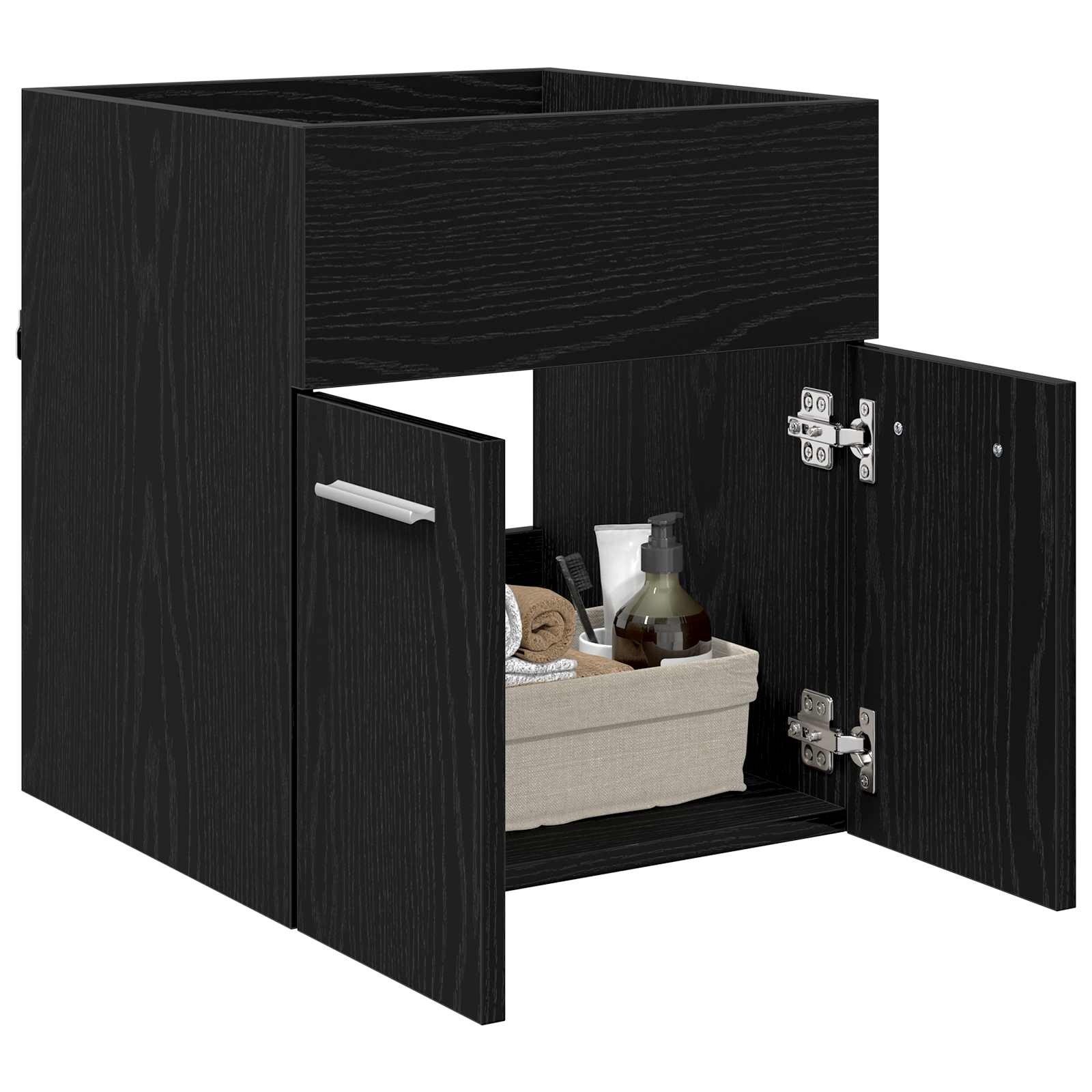 Waschbeckenunterschrank Schwarz Eichen-Optik 41 x 38,5 x 46 cm