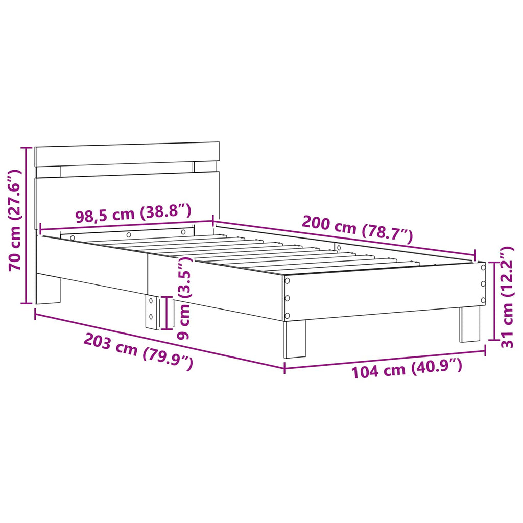 Bettrahmen Altholz 98,5 x 200 cm Holzwerkstoff