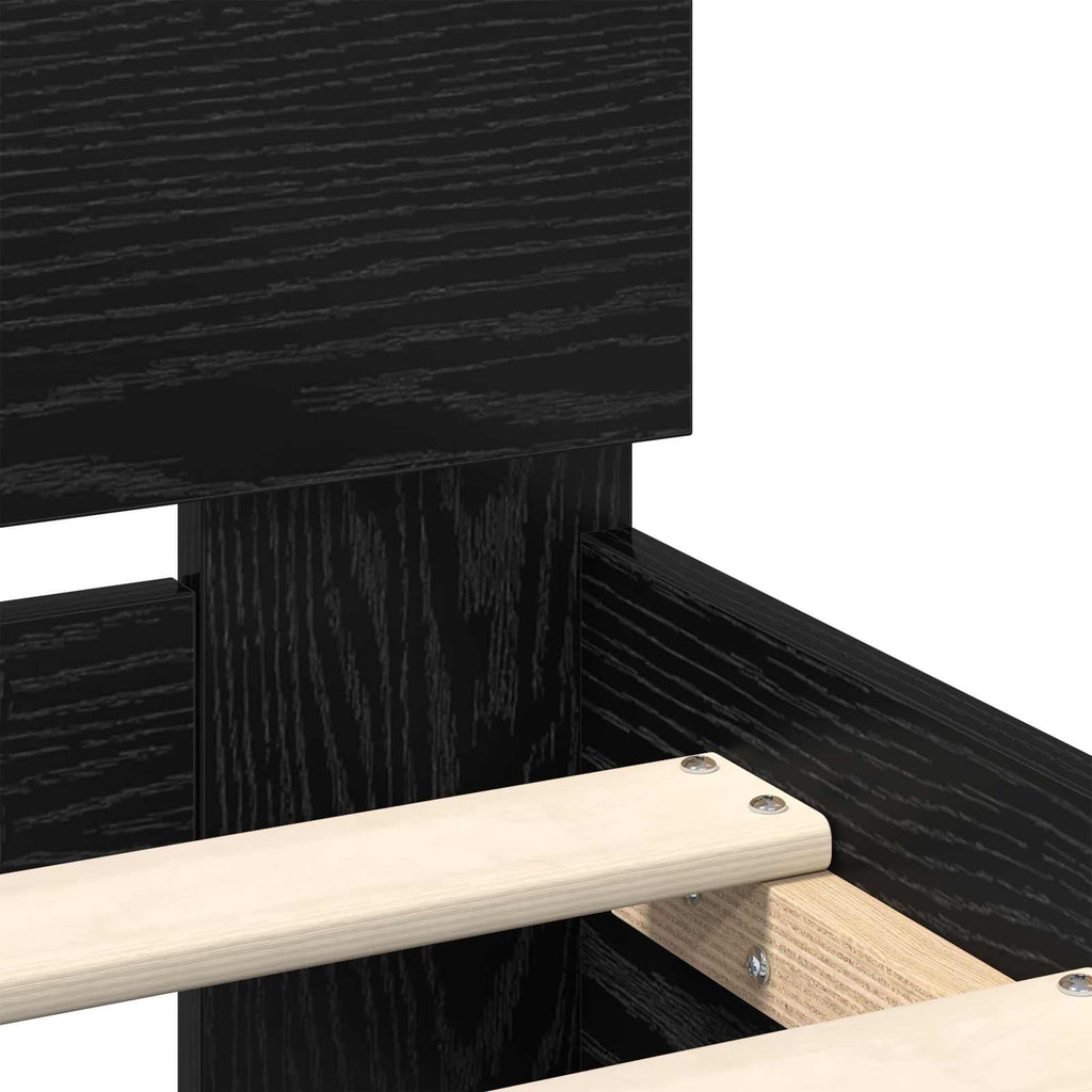 Bettrahmen Schwarz Eichen-Optik 75 x 190 cm Holzwerkstoff