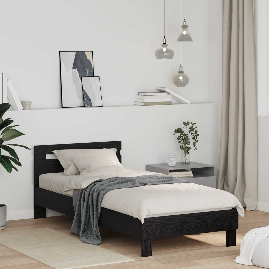 Bettrahmen Schwarz Eichen-Optik 75 x 190 cm Holzwerkstoff