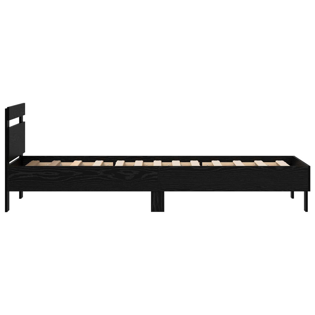 Bettrahmen Schwarz Eichen-Optik 75 x 190 cm Holzwerkstoff