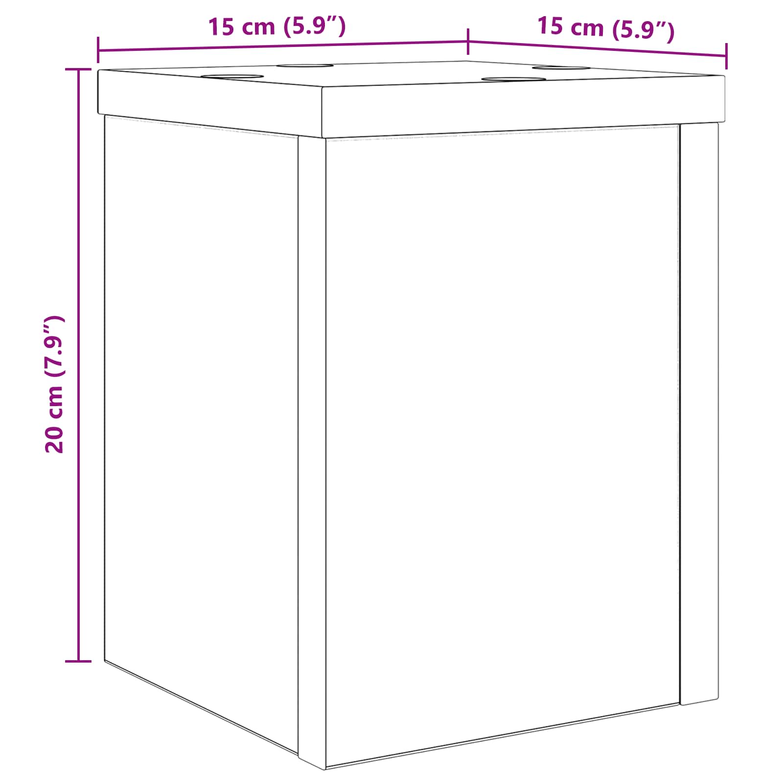 Pflanzenständer 2 pcs Schwarz Eichen-Optik 15 x 15 x 20 cm
