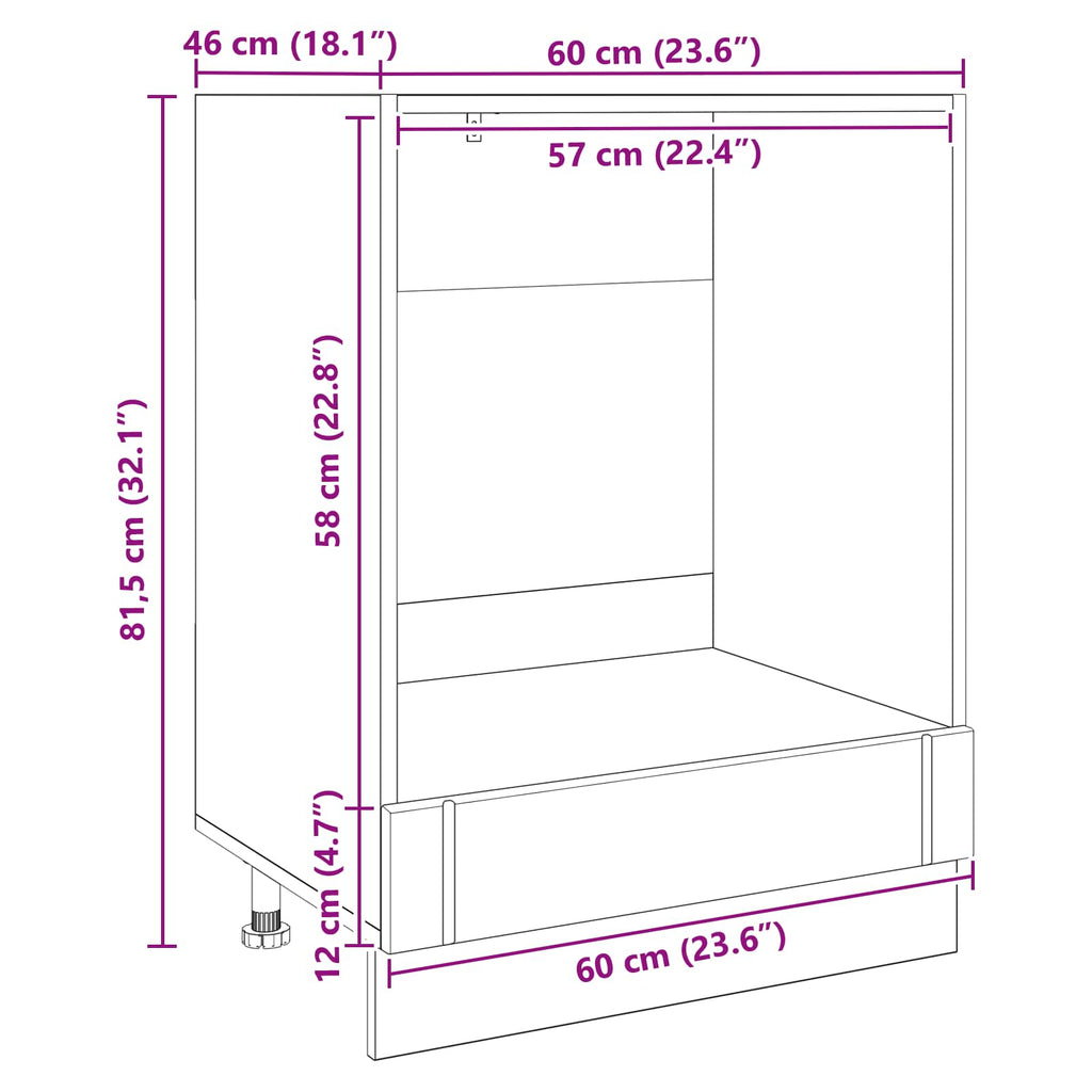 Backofenschrank LUCCA Schwarze Eiche 60 x 46 x 81,5 cm