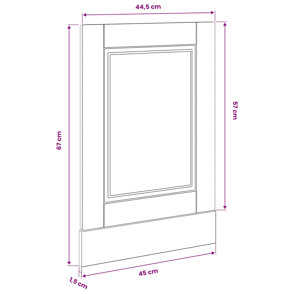 Geschirrspülerfront PORTO Schwarz Eichen-Optik 45 x 1,5 x 57 cm