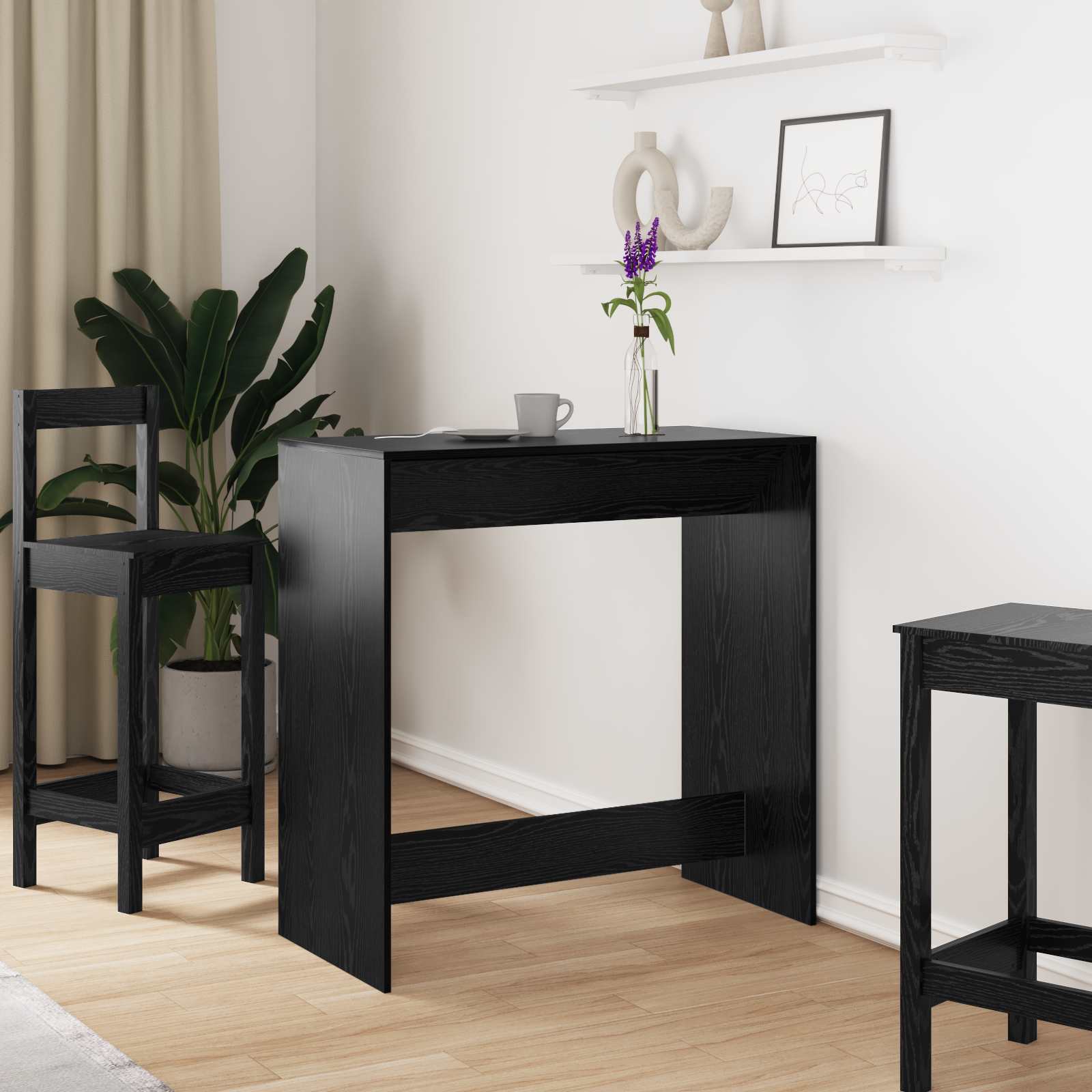Bartisch Schwarz Eichen-Optik 102 x 50 x 103,5 cm Holzwerkstoff