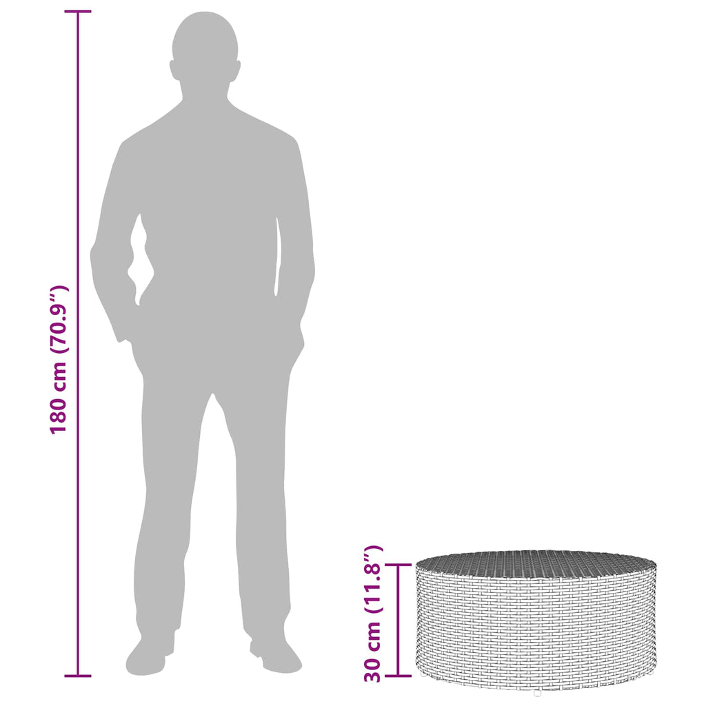 Couchtisch für draußen Grau Ø 68 x 30 cm Poly-Rattan