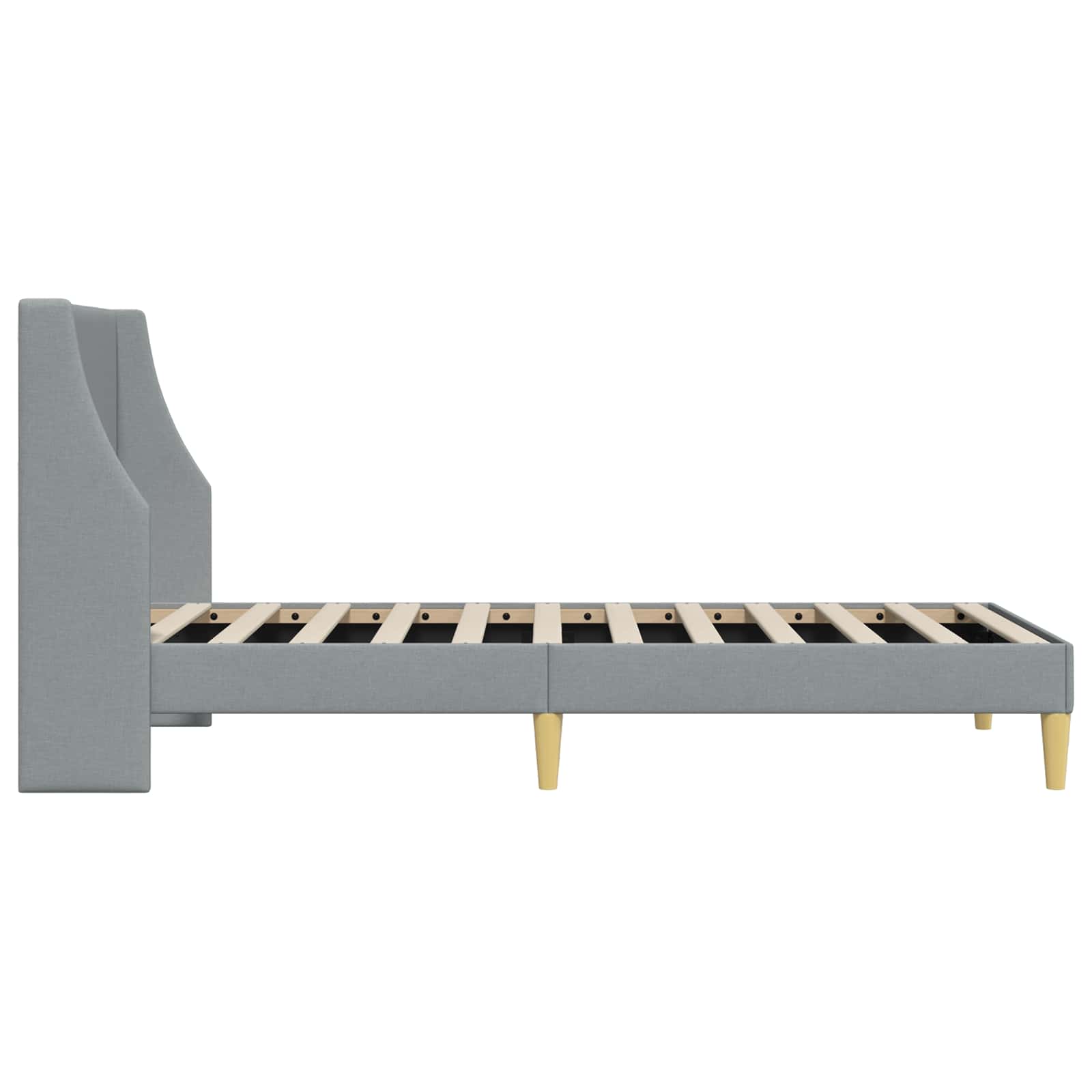 Bettrahmen Uni mit Kopfteil Hellgrau 90 x 200 cm Stoff