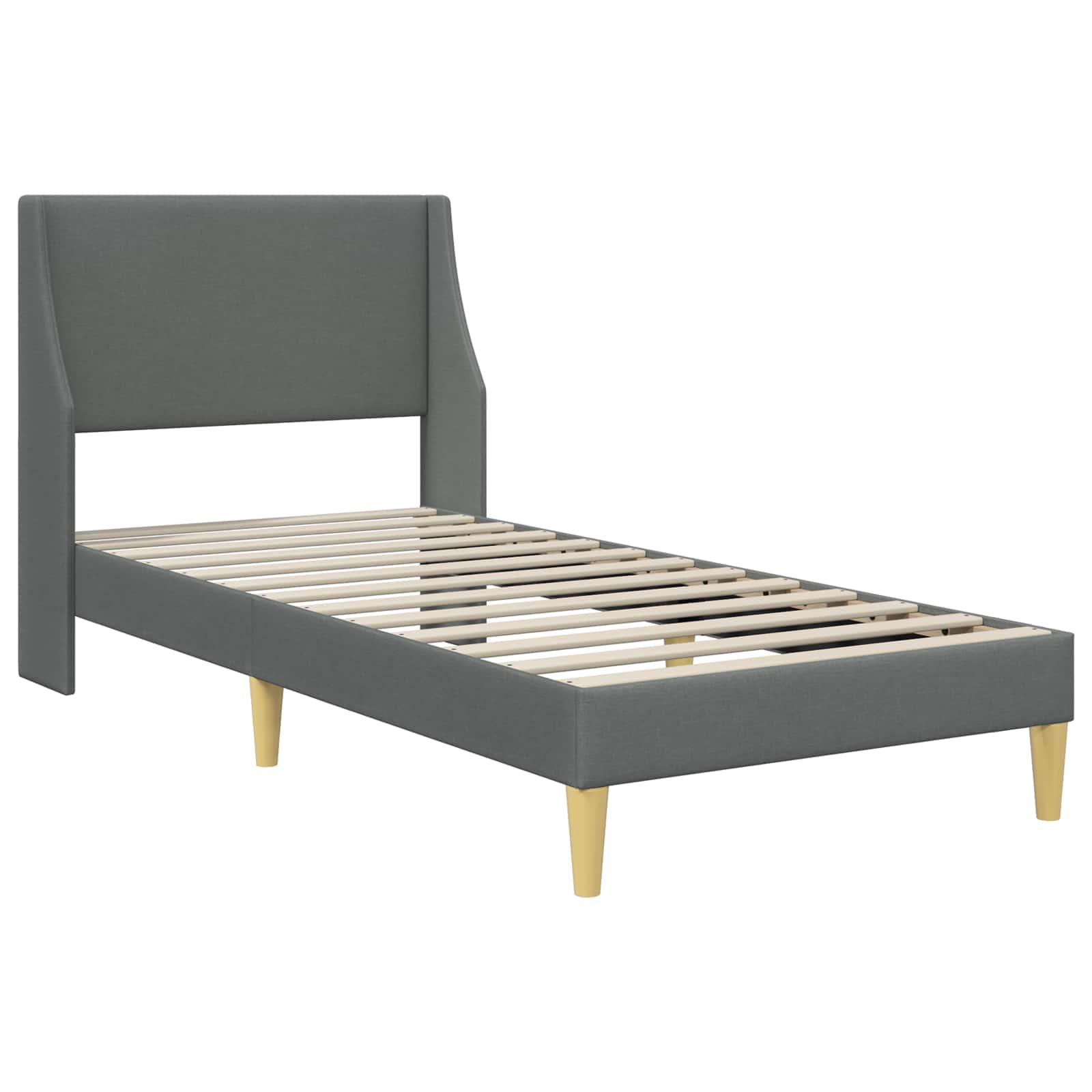 Bettrahmen Uni mit Kopfteil Dunkelgrau 90 x 200 cm Stoff