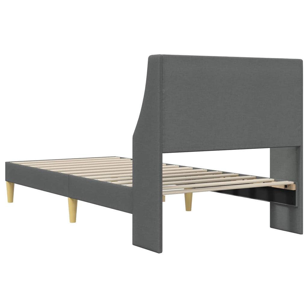 Bettrahmen Uni mit Kopfteil Dunkelgrau 90 x 200 cm Stoff