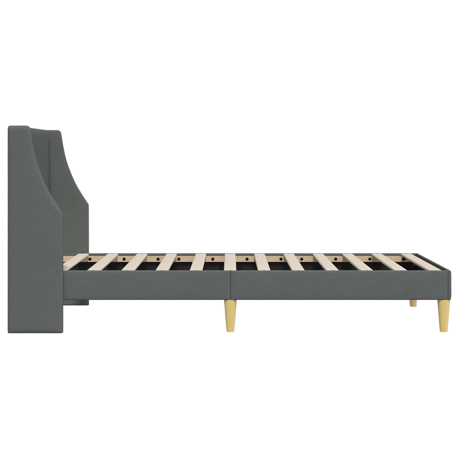 Bettrahmen Uni mit Kopfteil Dunkelgrau 90 x 200 cm Stoff