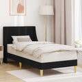 Bettrahmen Uni mit Kopfteil Schwarz 90 x 200 cm Stoff