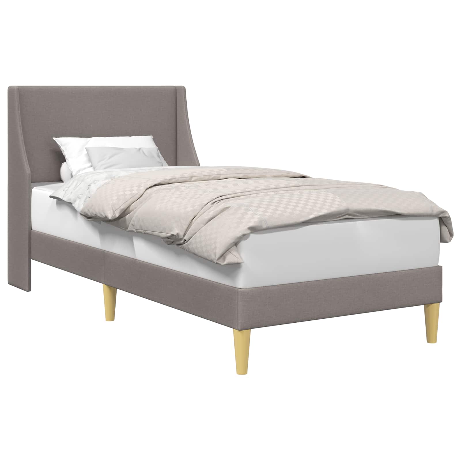 Bettrahmen Uni mit Kopfteil Taupe 90 x 200 cm Stoff