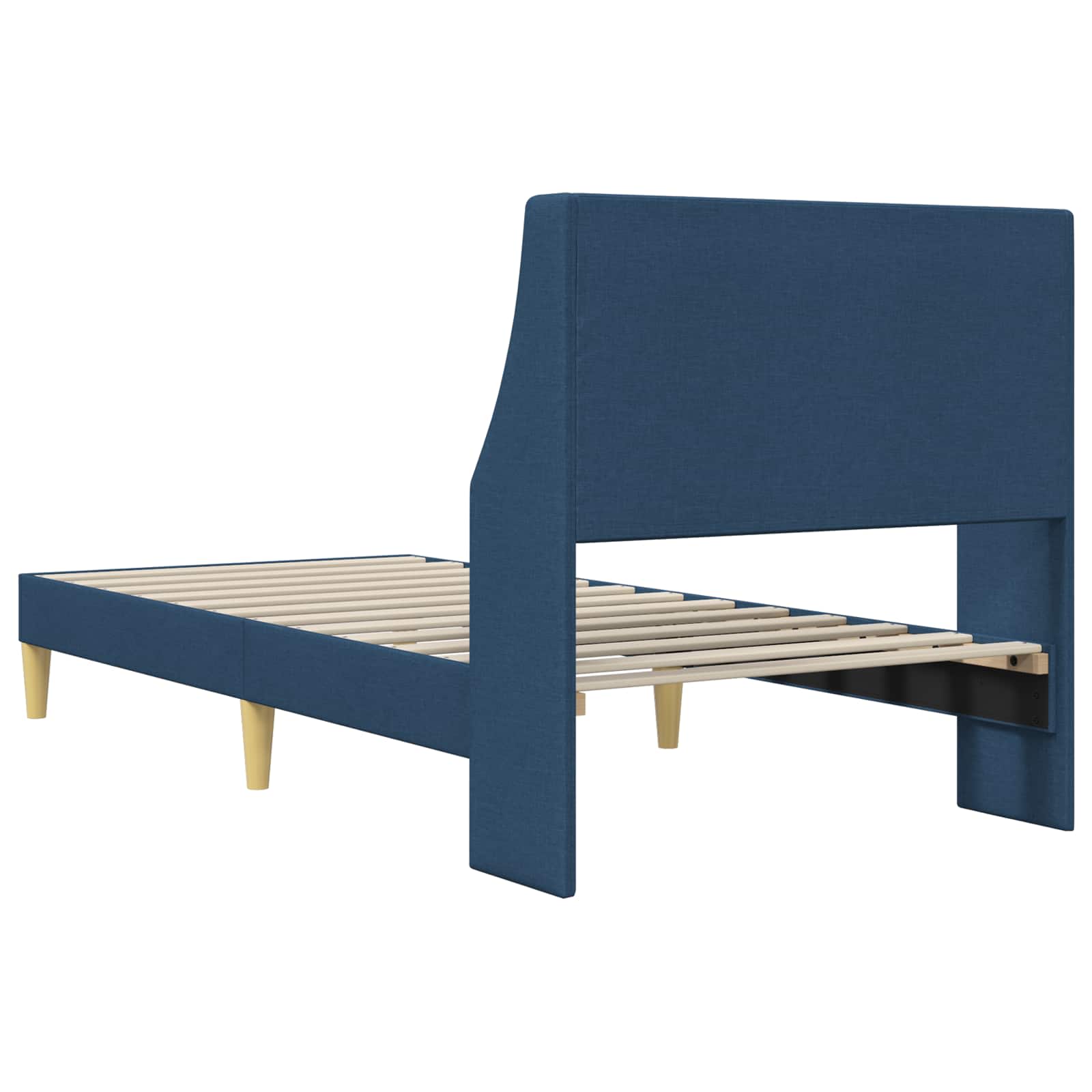 Bettrahmen Uni mit Kopfteil Blau 90 x 200 cm Stoff