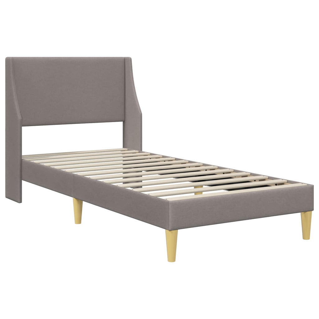 Bettrahmen Uni mit Kopfteil Taupe 100 x 200 cm Stoff