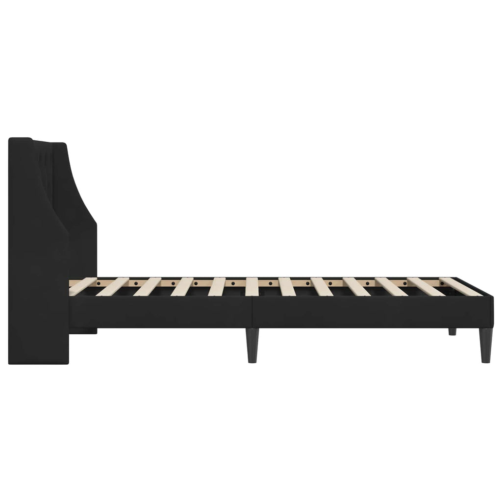 Bettrahmen mit Kopfteil Schwarz 90 x 190 cm Samt