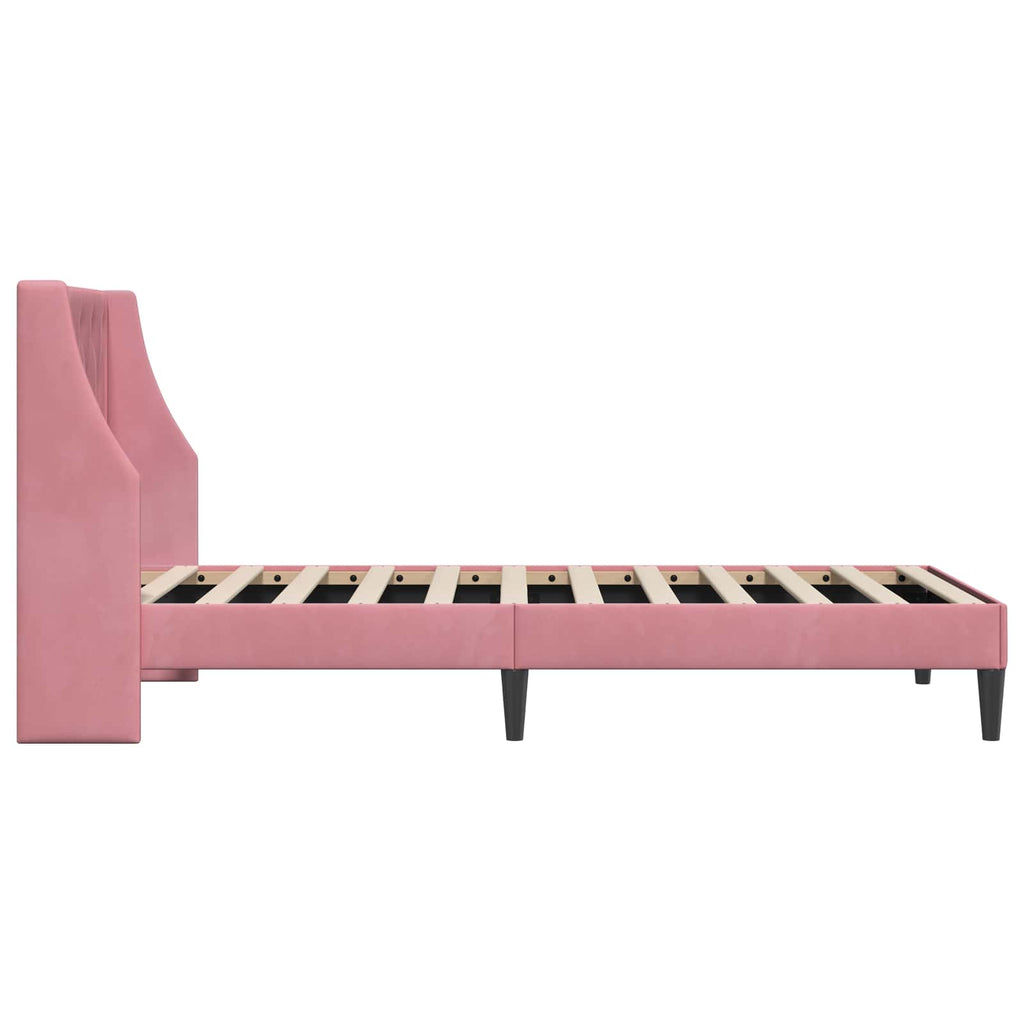 Bettrahmen mit Kopfteil Rosa 100 x 200 cm Samt