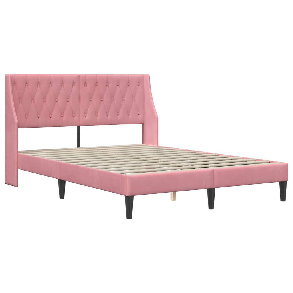 Bettrahmen mit Kopfteil Rosa 120 x 190 cm Samt