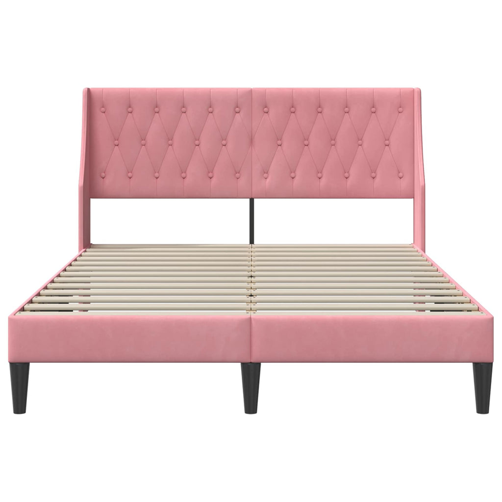Bettrahmen mit Kopfteil Rosa 140 x 190 cm Samt