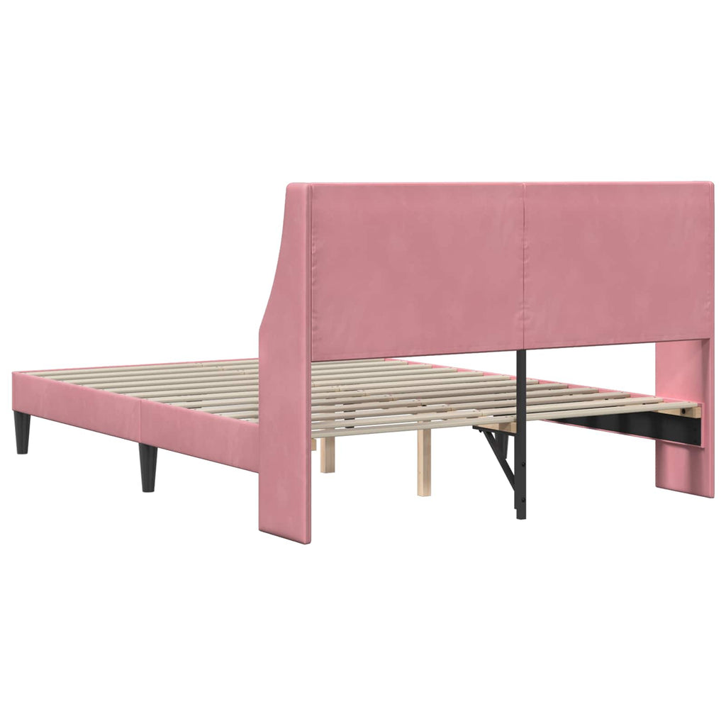 Bettrahmen mit Kopfteil Rosa 140 x 200 cm Samt