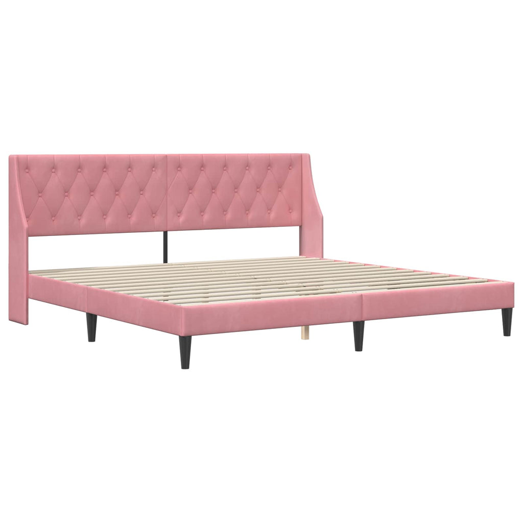 Bettrahmen mit Kopfteil Rosa 200 x 200 cm Samt
