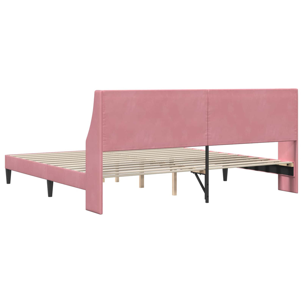 Bettrahmen mit Kopfteil Rosa 200 x 200 cm Samt