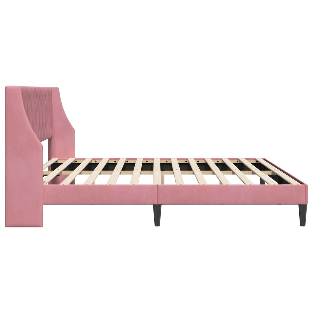Bettrahmen mit Kopfteil Rosa 200 x 200 cm Samt