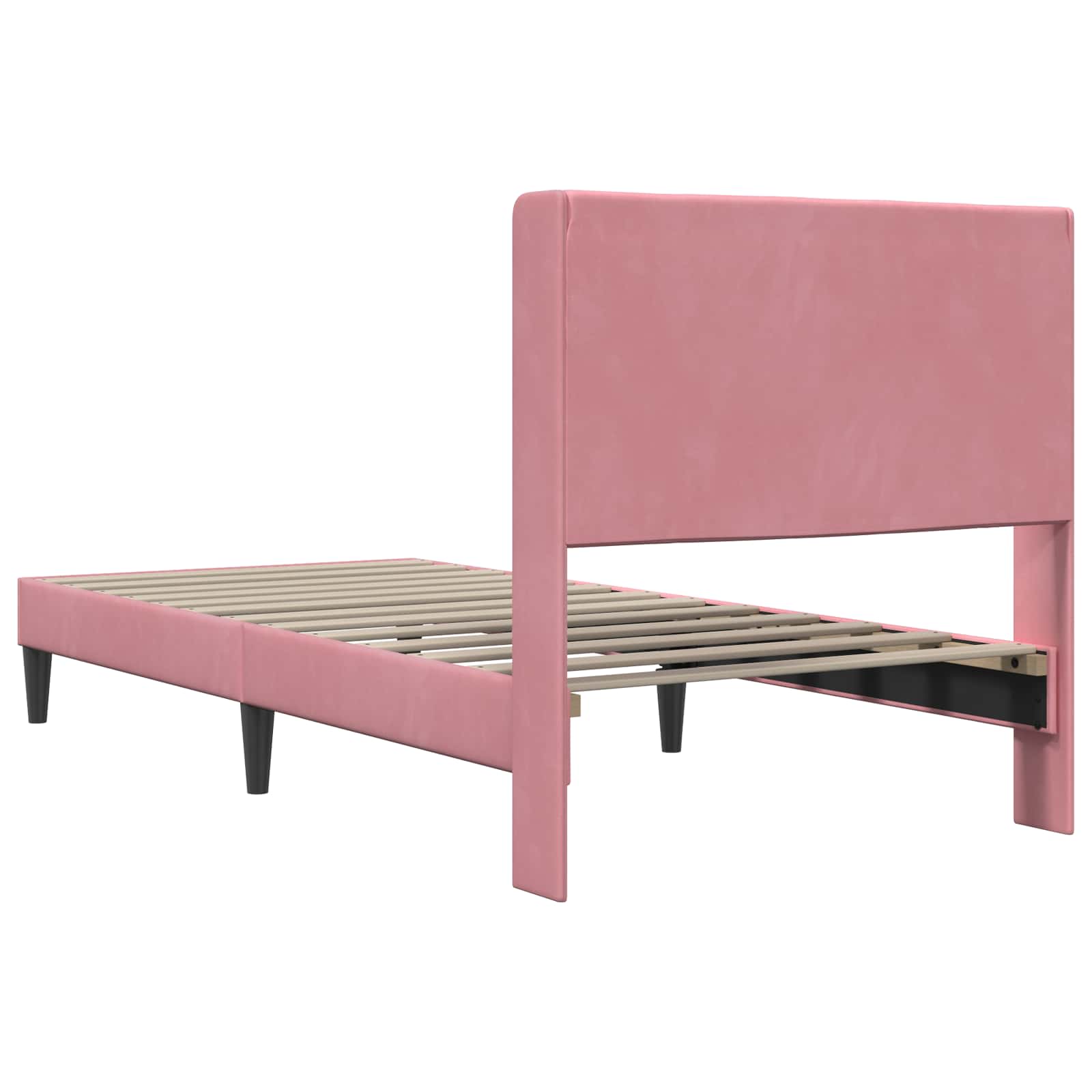 Bettrahmen mit Kopfteil Rosa 90 x 190 cm Samt