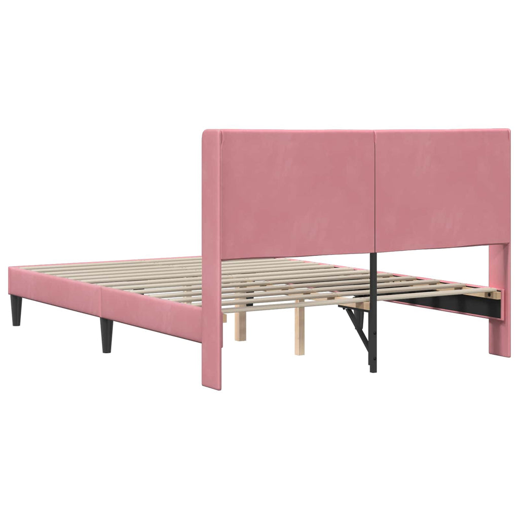 Bettrahmen mit Kopfteil Rosa 120 x 190 cm Samt
