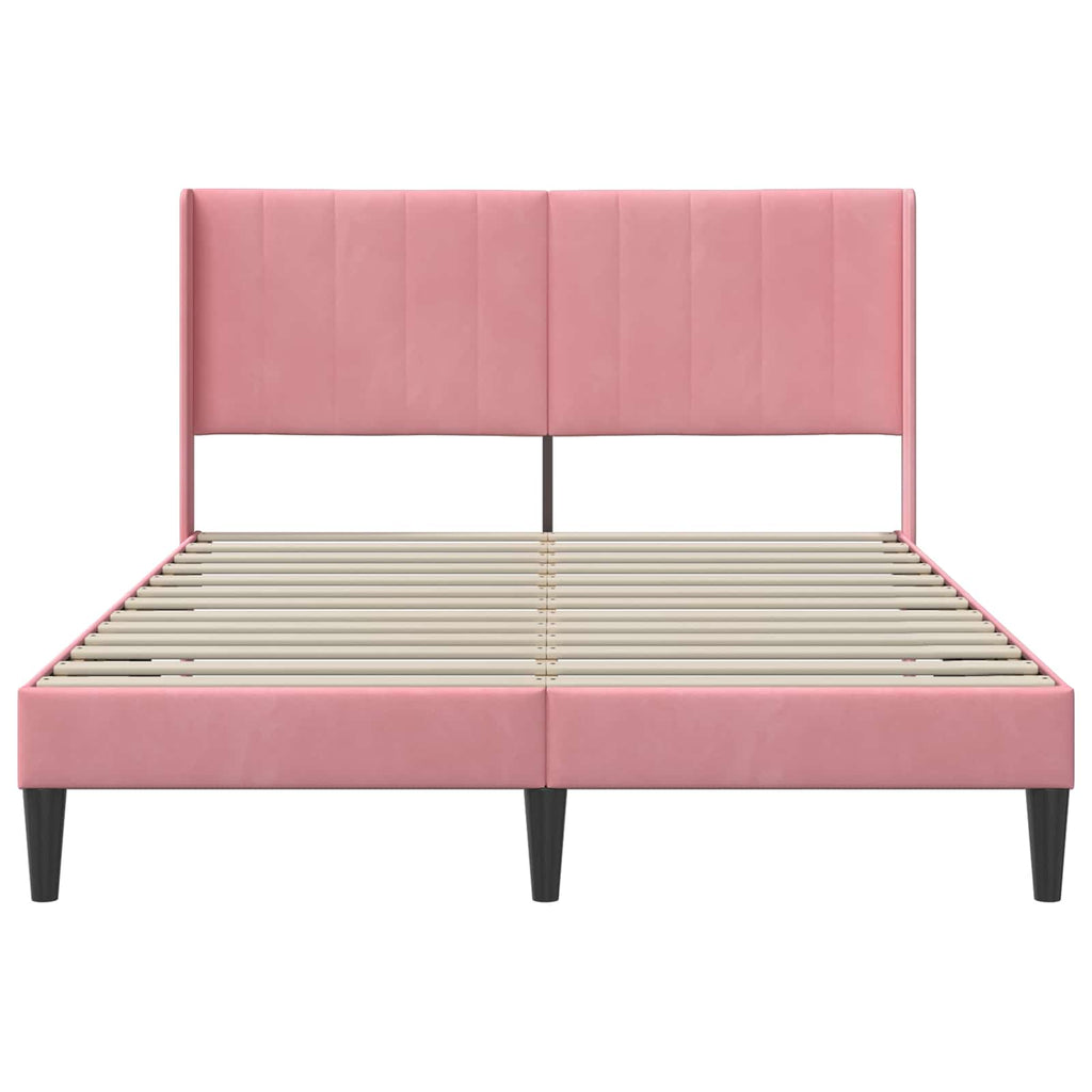 Bettrahmen mit Kopfteil Rosa 120 x 190 cm Samt