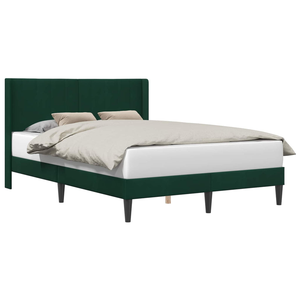 Bettrahmen mit Kopfteil Dunkelgrün 120 x 200 cm Samt