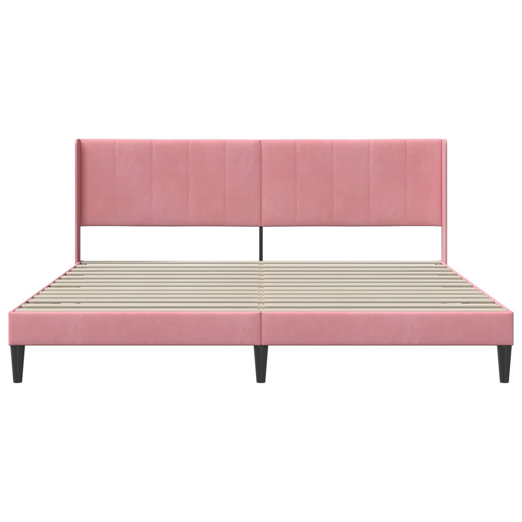Bettrahmen mit Kopfteil Rosa 180 x 200 cm Samt